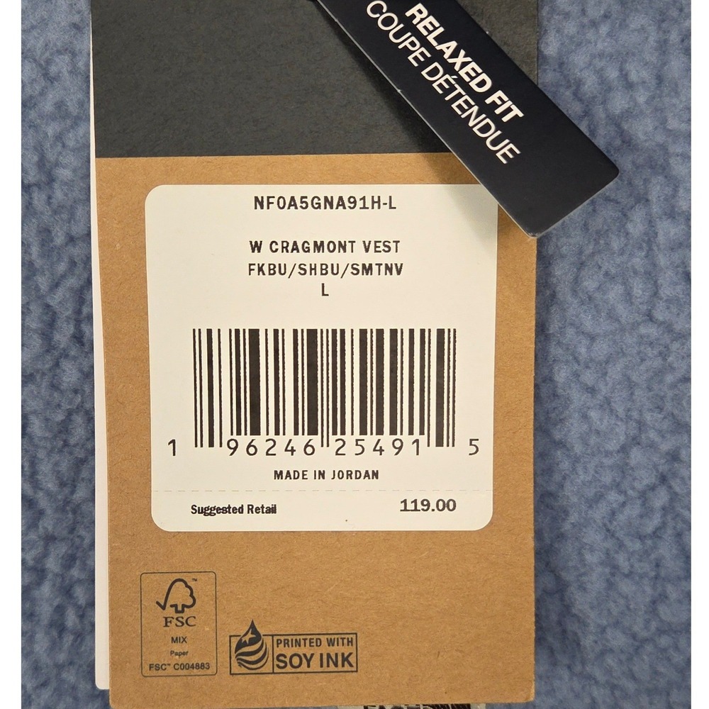 The North Face Cragmont Vest Womens Large Blue Sherpa Fleece Relaxed Fit Zip NEW - Picture 5 of 10